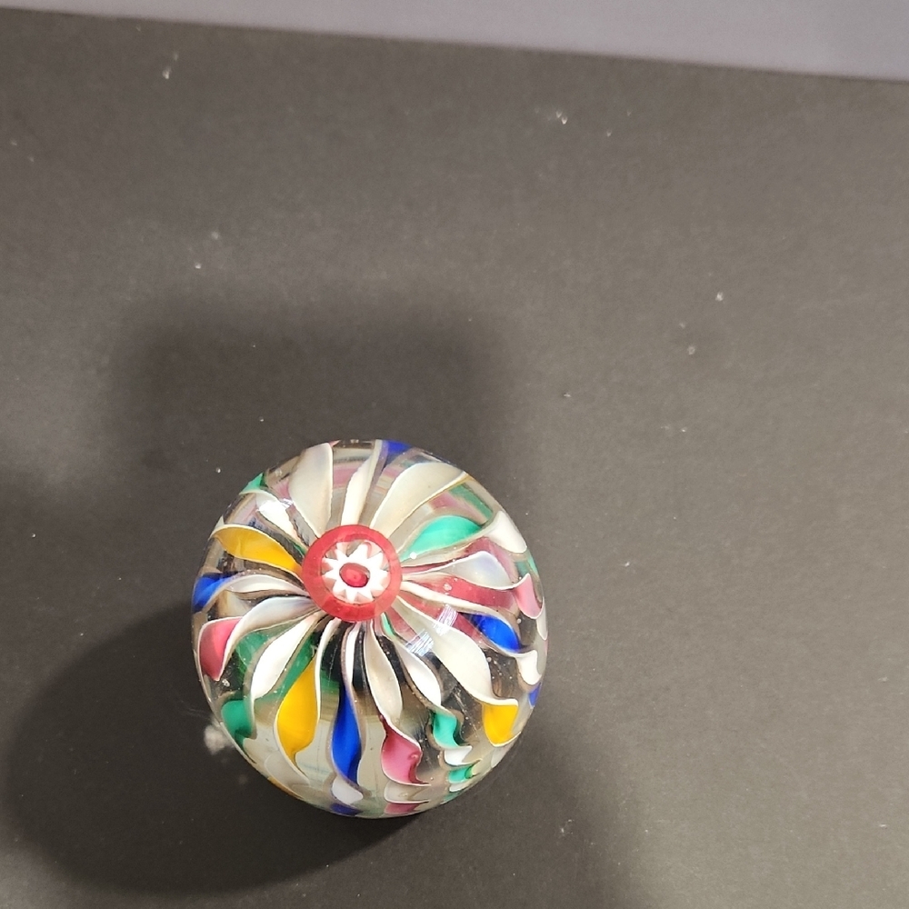 MURANO Multi Colored Twisted Ribbon/Millefiori Hand Blown Art Glass Paperweight - Picture 3 of 11